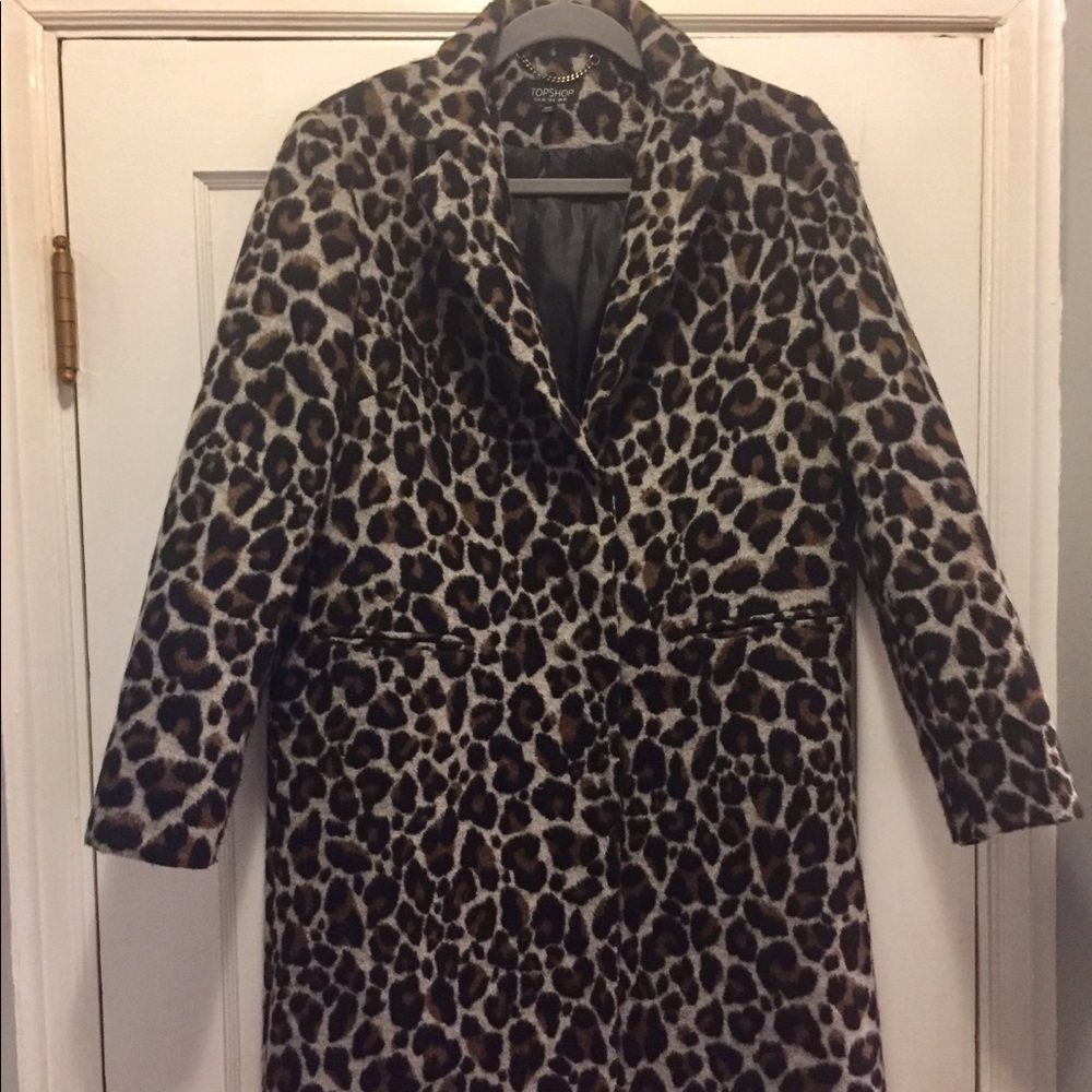 Topshop leopard print coat